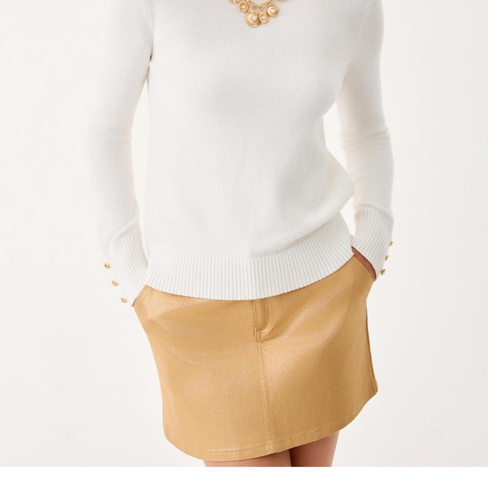 NWT Lilly Pulitzer Colette Gold Shimmer Mini Skirt - Picture 3 of 7